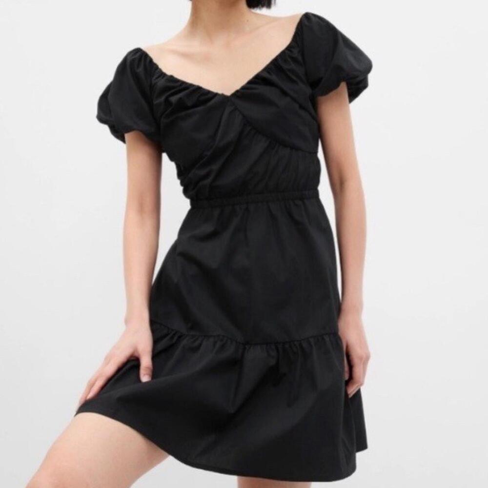 Elegant Black Puff Sleeve Dress